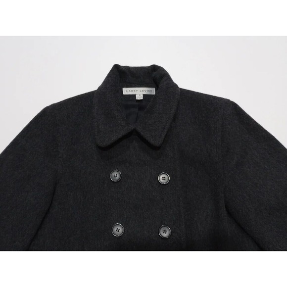 Larry Levine Women's Overcoat Size 8 Gray 100% Wool Double Breasted Winter Coat - Picture 5 of 14